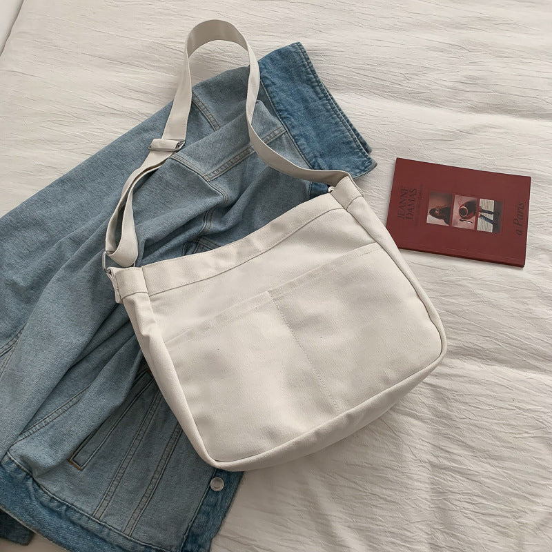 Canvas Shopping Bags Hasp Student Ulzzang BF Solid Book Bag All-Match Large Capacity Crossbody Harajuku Tote-Bags Ins Fashion greenroot living