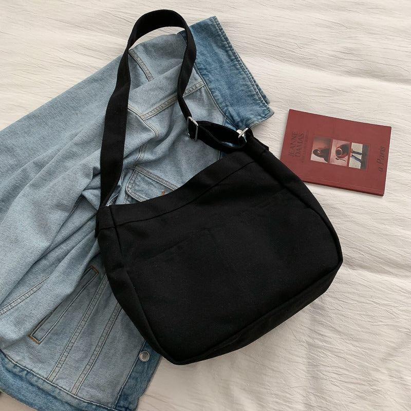 Canvas Shopping Bags Hasp Student Ulzzang BF Solid Book Bag All-Match Large Capacity Crossbody Harajuku Tote-Bags Ins Fashion greenroot living