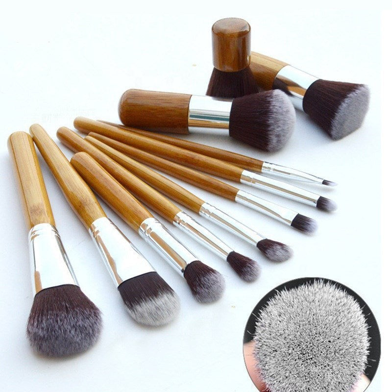 Bamboo Handle Makeup Brush Bamboo Pole Makeup Brushes Suit Bamboo Pole With Sack Top Quality greenroot living