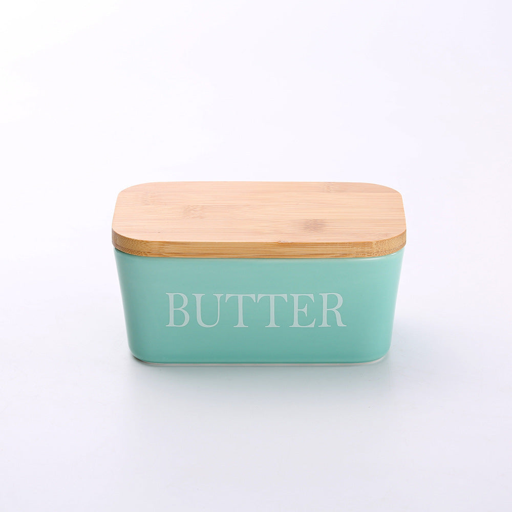 Butter Box Sealed Can Butter Bamboo Cover Cheese With Knife greenroot living