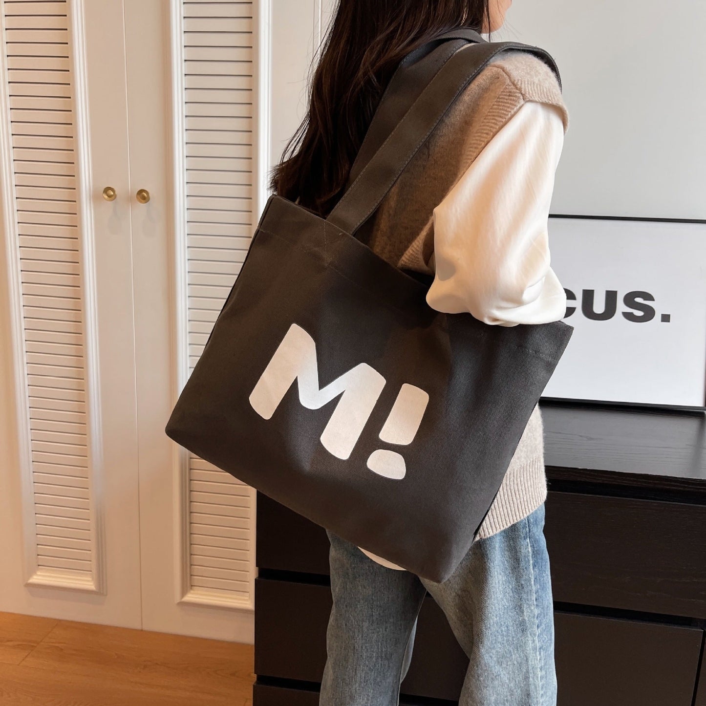 Letter Printed Shouder Bags Canvas Totes Bags For Women Shopper Girls Handbags Eco Environmental Large Capacity Shopping Bags greenroot living