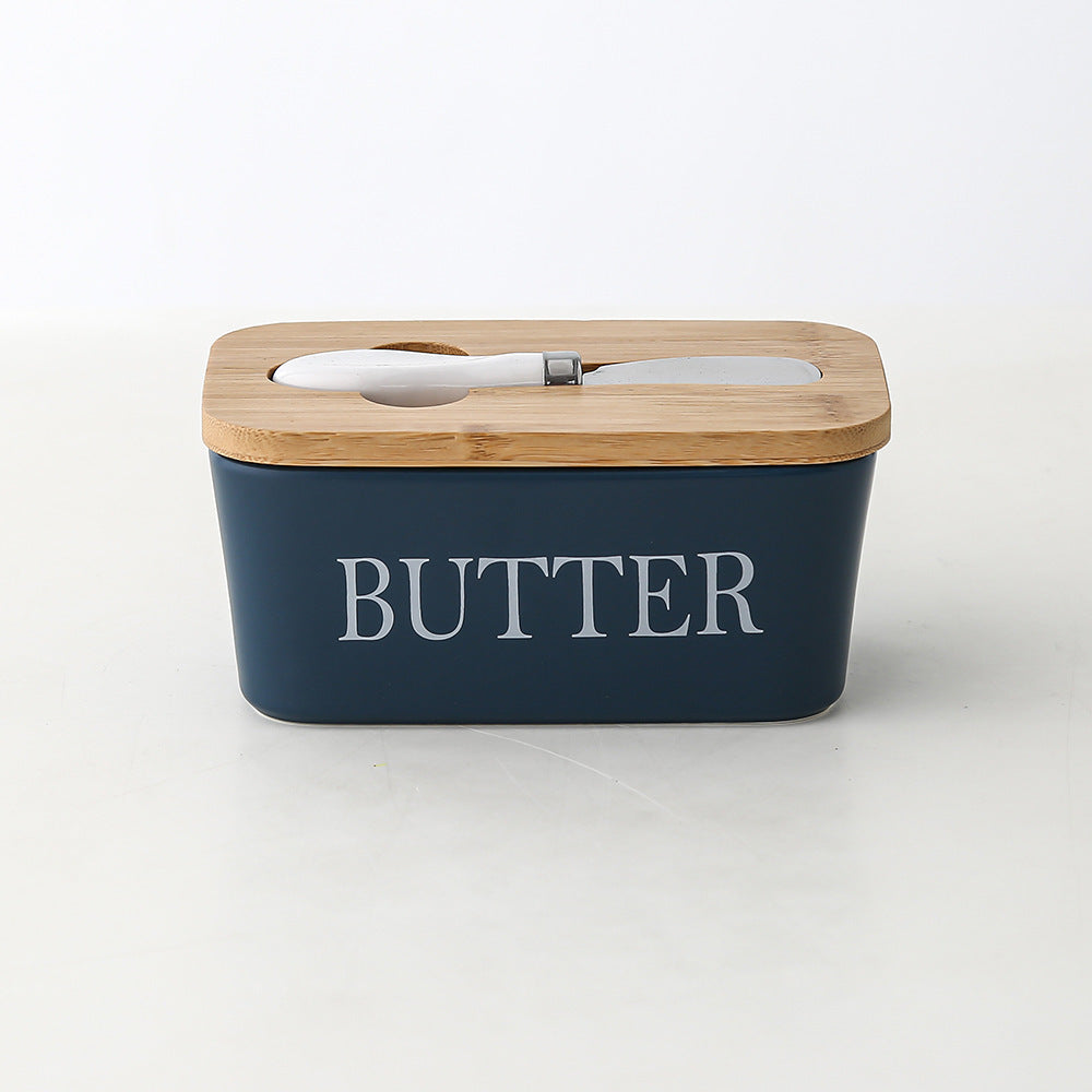Butter Box Sealed Can Butter Bamboo Cover Cheese With Knife greenroot living