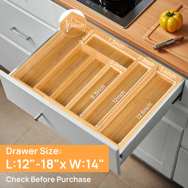 Expandable Bamboo Kitchen Drawer Storage Box greenroot living