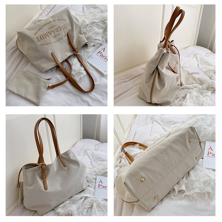 Large Capacity Canvas Women's Fashion Tote Tote Simple Shoulder Bag greenroot living