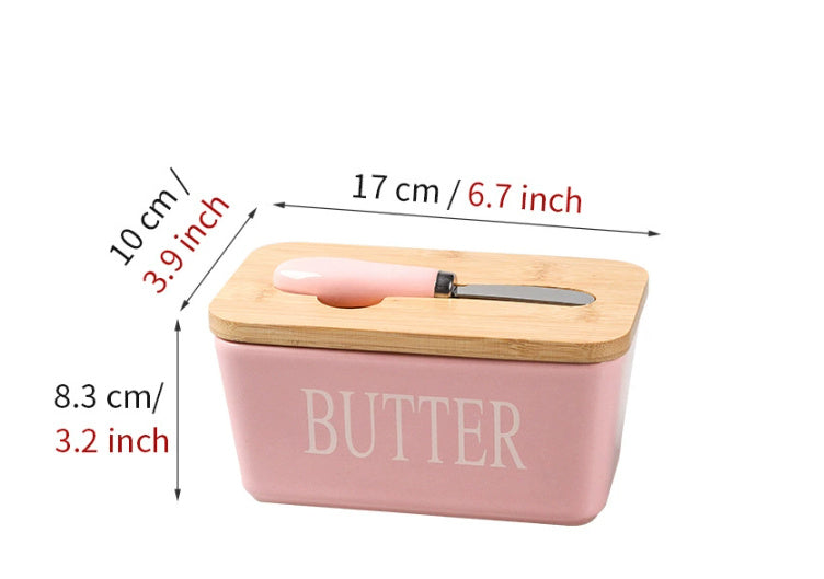 Butter Box Sealed Can Butter Bamboo Cover Cheese With Knife greenroot living