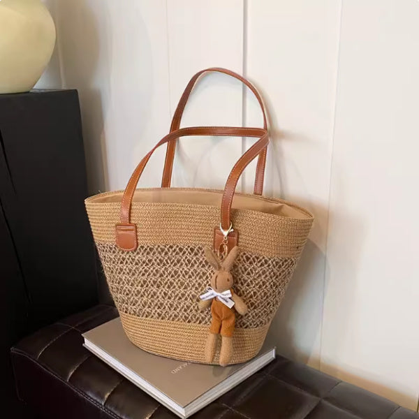 Tote Seaside Large Capacity Woven Shoulder Bag Rattan Woven greenroot living