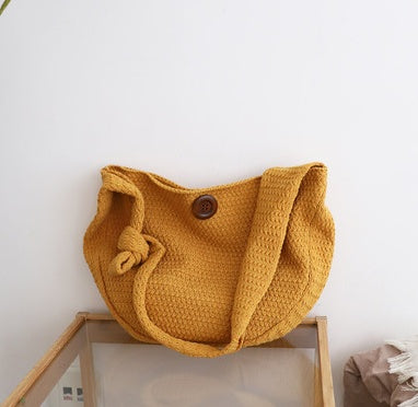 Wool straw single shoulder bag female autumn and winter new Korean version of chic retro super fire wild handmade beach bag shopping bag greenroot living