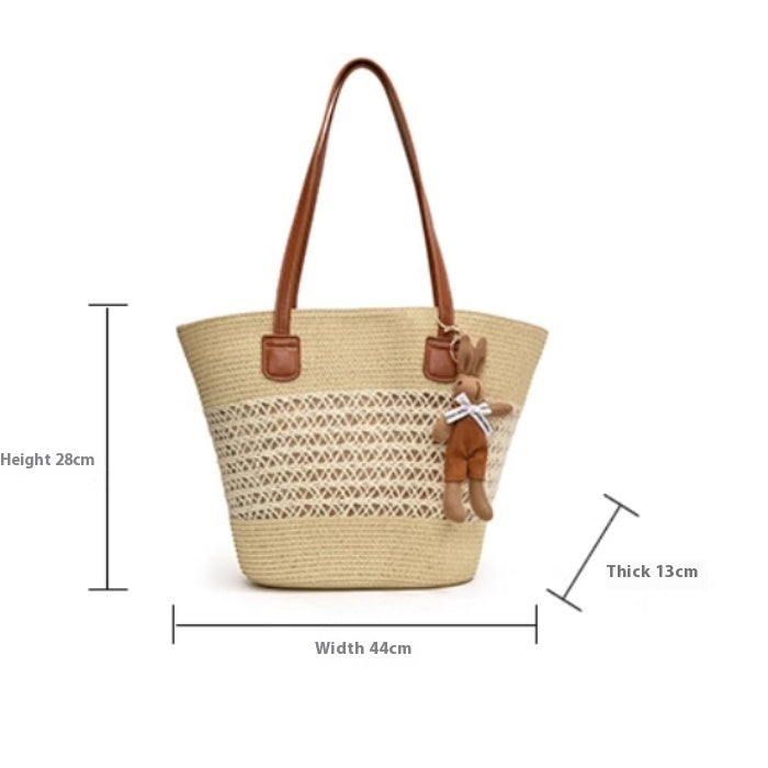 Tote Seaside Large Capacity Woven Shoulder Bag Rattan Woven greenroot living