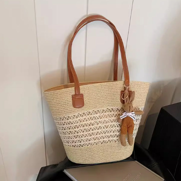 Tote Seaside Large Capacity Woven Shoulder Bag Rattan Woven greenroot living