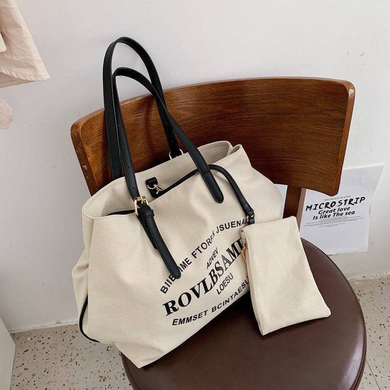Large Capacity Canvas Women's Fashion Tote Tote Simple Shoulder Bag greenroot living