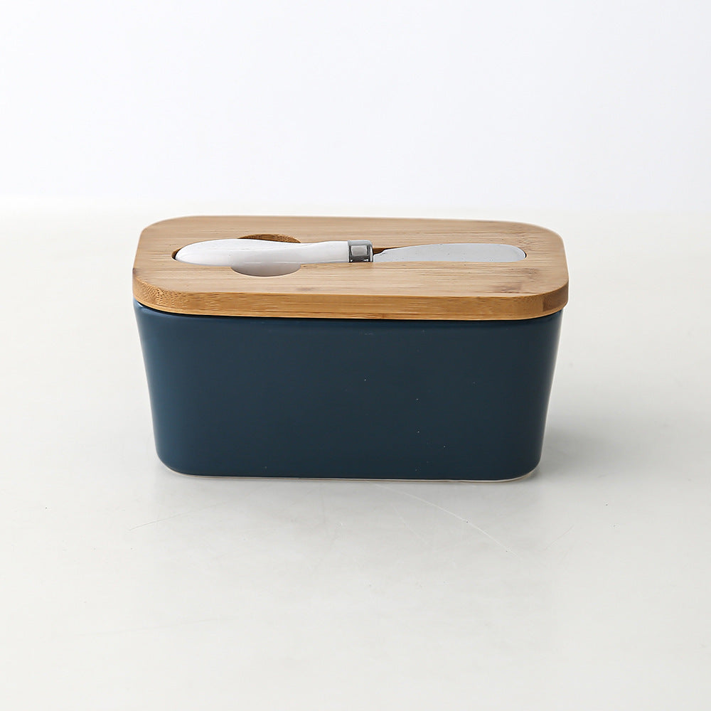 Butter Box Sealed Can Butter Bamboo Cover Cheese With Knife greenroot living