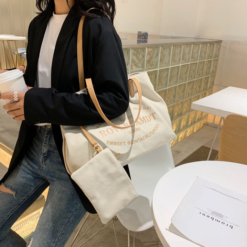 Large Capacity Canvas Women's Fashion Tote Tote Simple Shoulder Bag greenroot living