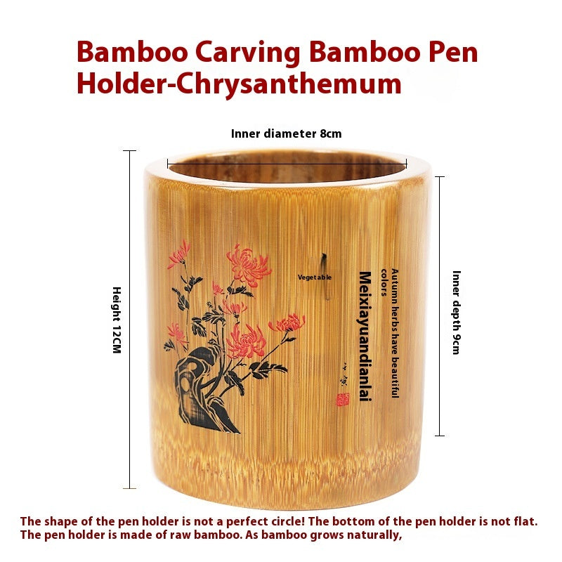 Bamboo Round Pen Container Office Desktop Creativity Ornaments greenroot living