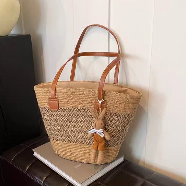 Tote Seaside Large Capacity Woven Shoulder Bag Rattan Woven greenroot living