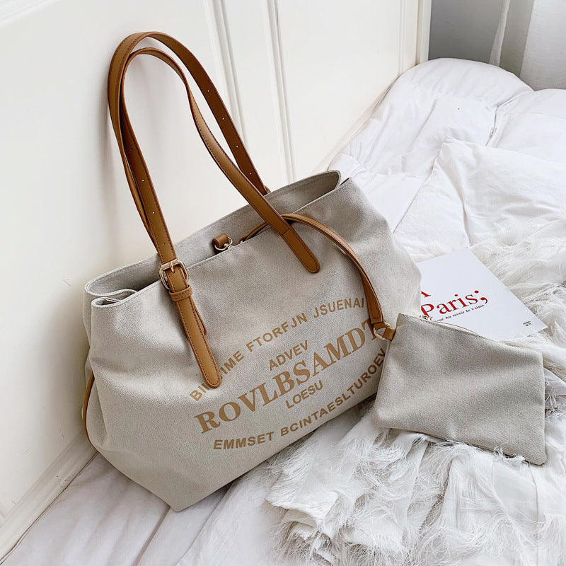 Large Capacity Canvas Women's Fashion Tote Tote Simple Shoulder Bag greenroot living