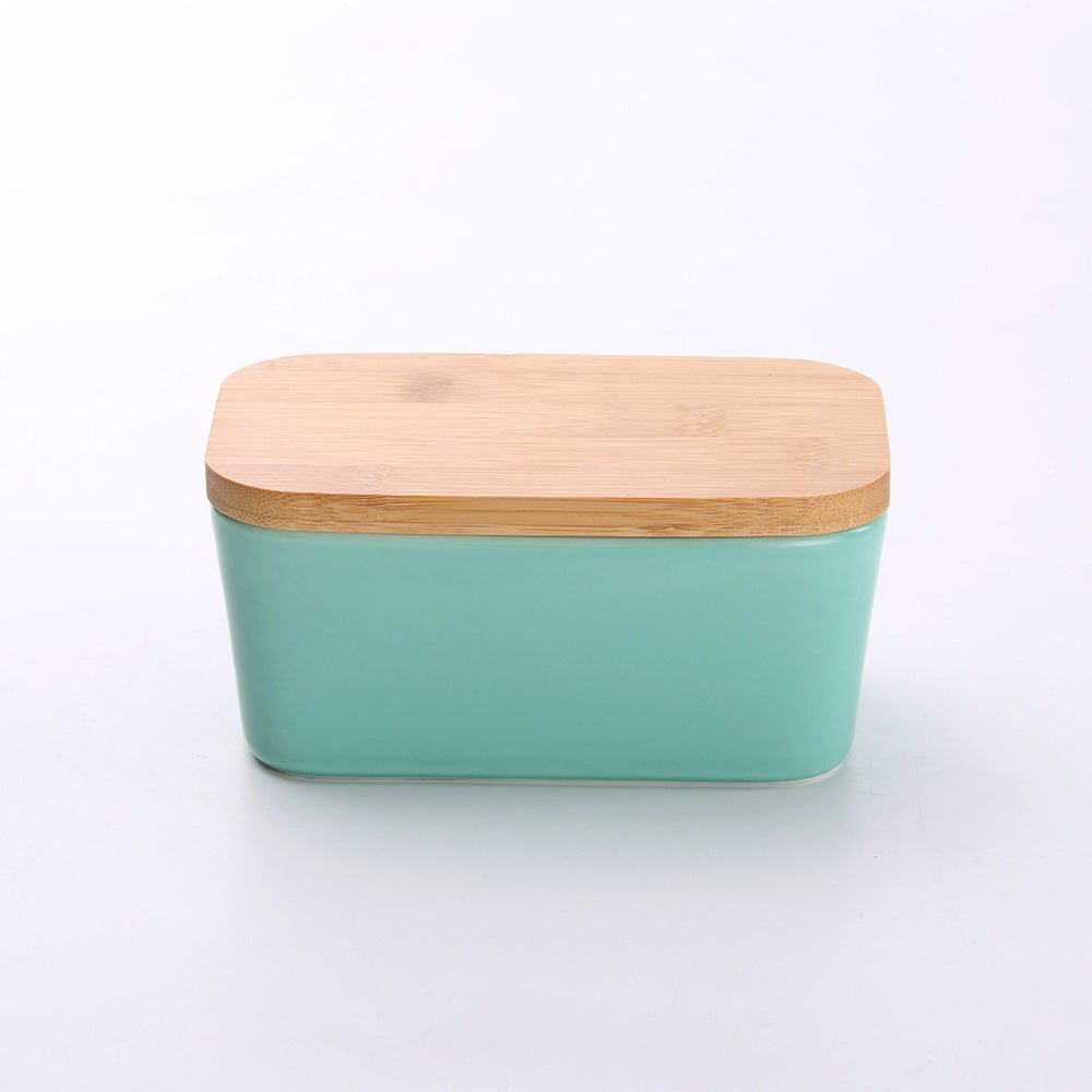 Butter Box Sealed Can Butter Bamboo Cover Cheese With Knife greenroot living