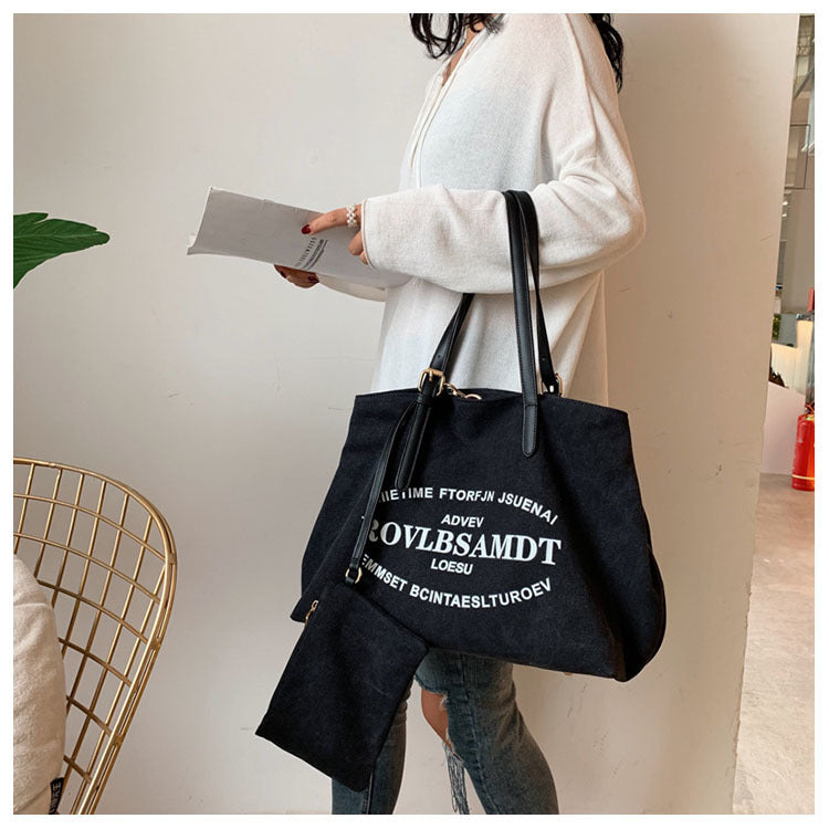Large Capacity Canvas Women's Fashion Tote Tote Simple Shoulder Bag greenroot living