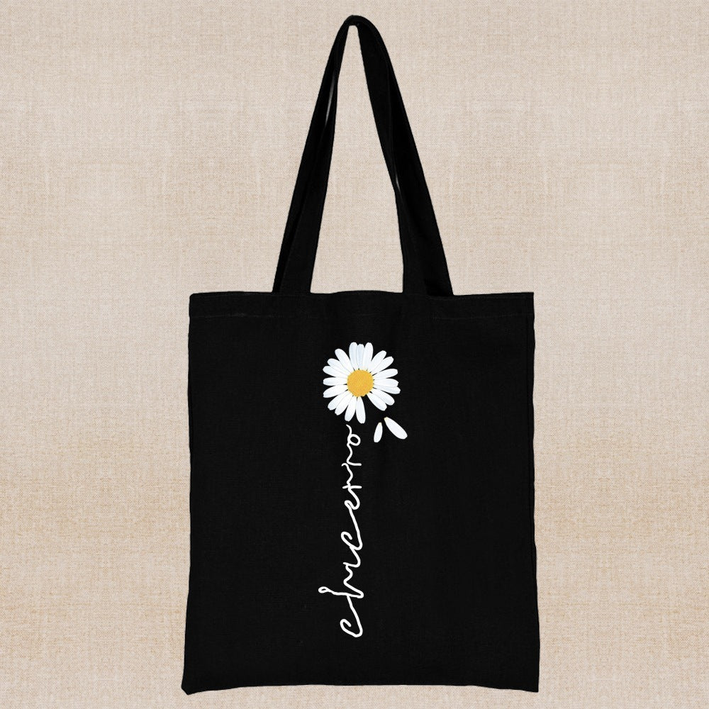 Canvas Shopping Bag Daisy Print Handheld Eco greenroot living