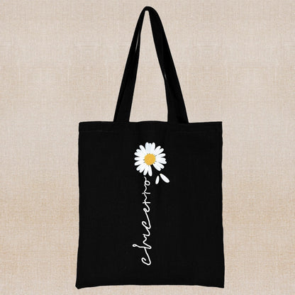 Canvas Shopping Bag Daisy Print Handheld Eco greenroot living