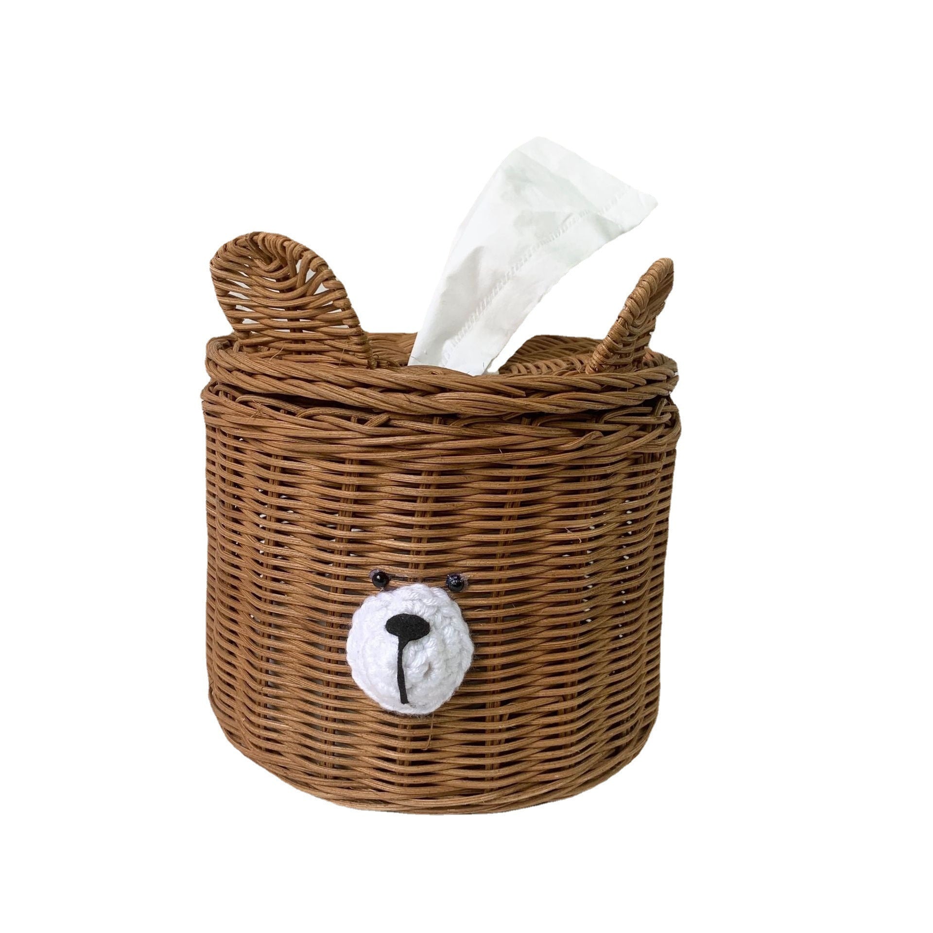 Children's Room Rattan Bear Head Tissue Box greenroot living