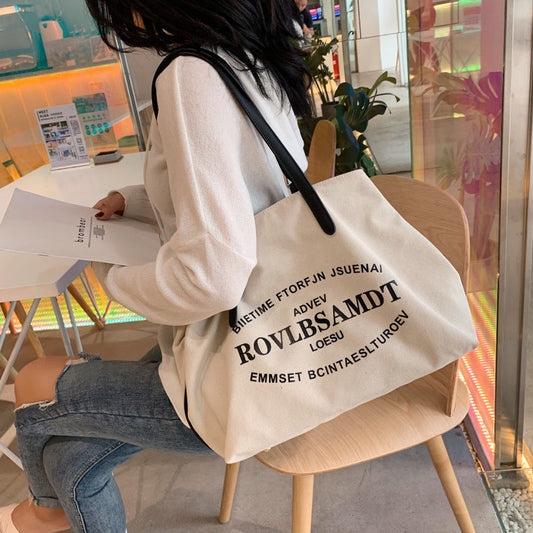 Large Capacity Canvas Women's Fashion Tote Tote Simple Shoulder Bag greenroot living