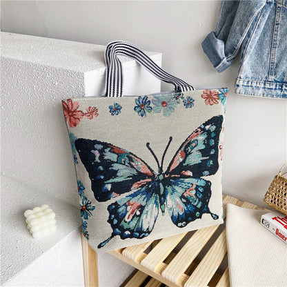 Shopping Bag Cartoon Embroidered Large Shoulder  For Women