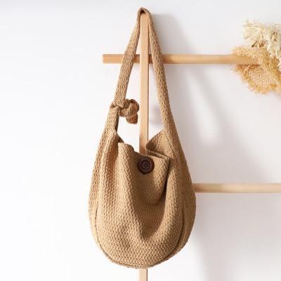 Wool straw single shoulder bag female autumn and winter new Korean version of chic retro super fire wild handmade beach bag shopping bag greenroot living