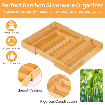 Expandable Bamboo Kitchen Drawer Storage Box greenroot living