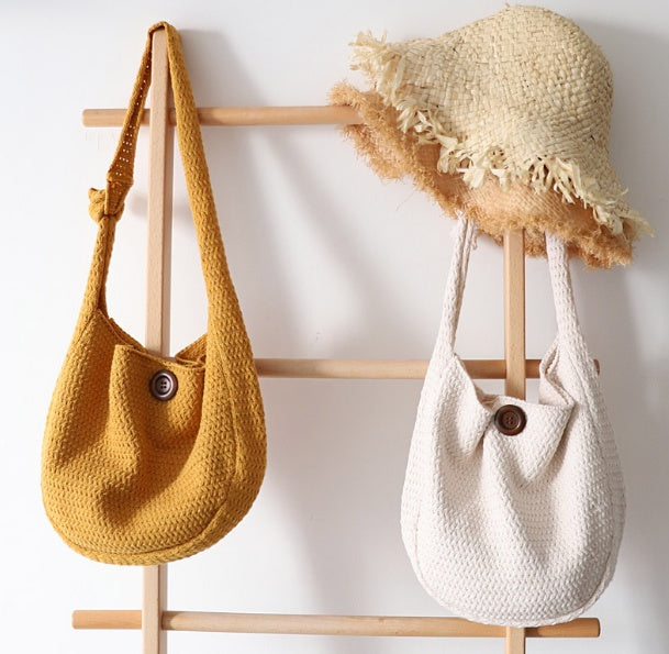 Wool straw single shoulder bag female autumn and winter new Korean version of chic retro super fire wild handmade beach bag shopping bag greenroot living