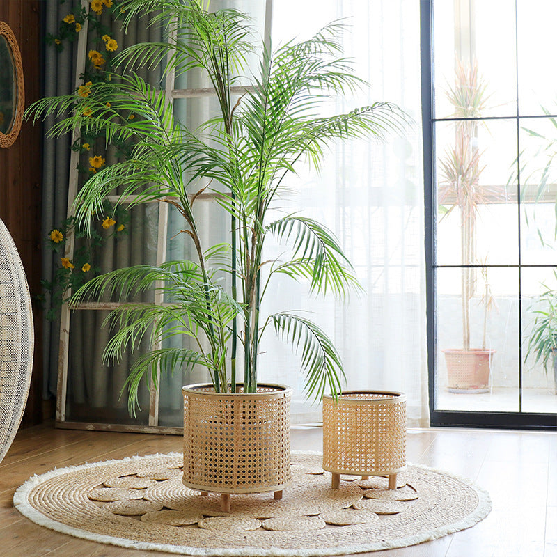 Handmade Woven Flower Pot Bamboo Green Plant Flower Stand Floor Ornaments Decoration greenroot living