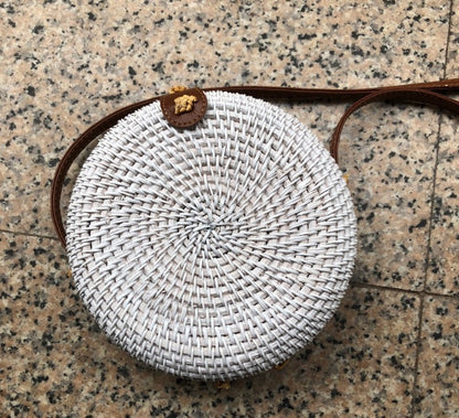 Rattan bag ins diagonal mini bag Sen basket basket tweezers retro literary hand-woven leather buckle bag greenroot living