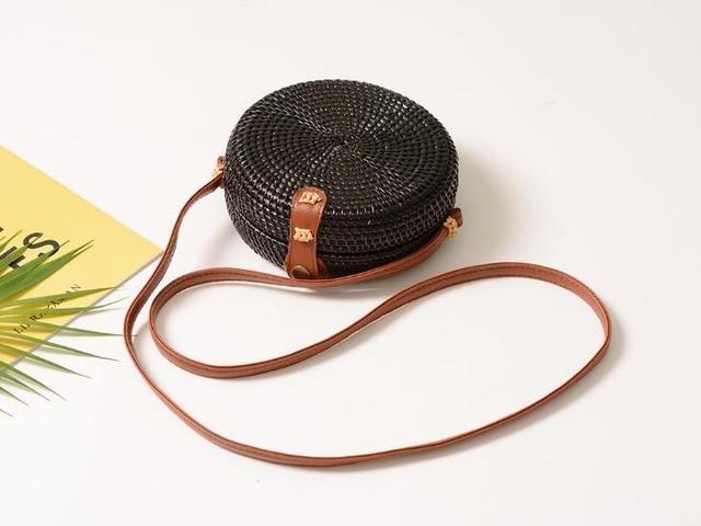 Rattan bag ins diagonal mini bag Sen basket basket tweezers retro literary hand-woven leather buckle bag greenroot living