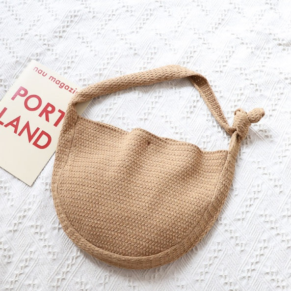 Wool straw single shoulder bag female autumn and winter new Korean version of chic retro super fire wild handmade beach bag shopping bag greenroot living