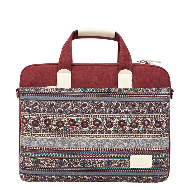 Ethnic Style Canvas Craft Anti-fall And Durable Laptop Bag greenroot living
