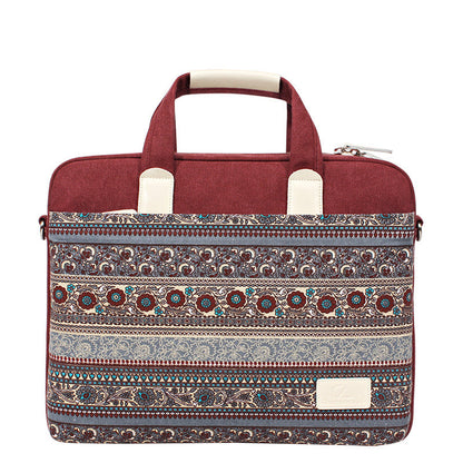 Ethnic Style Canvas Craft Anti-fall And Durable Laptop Bag greenroot living