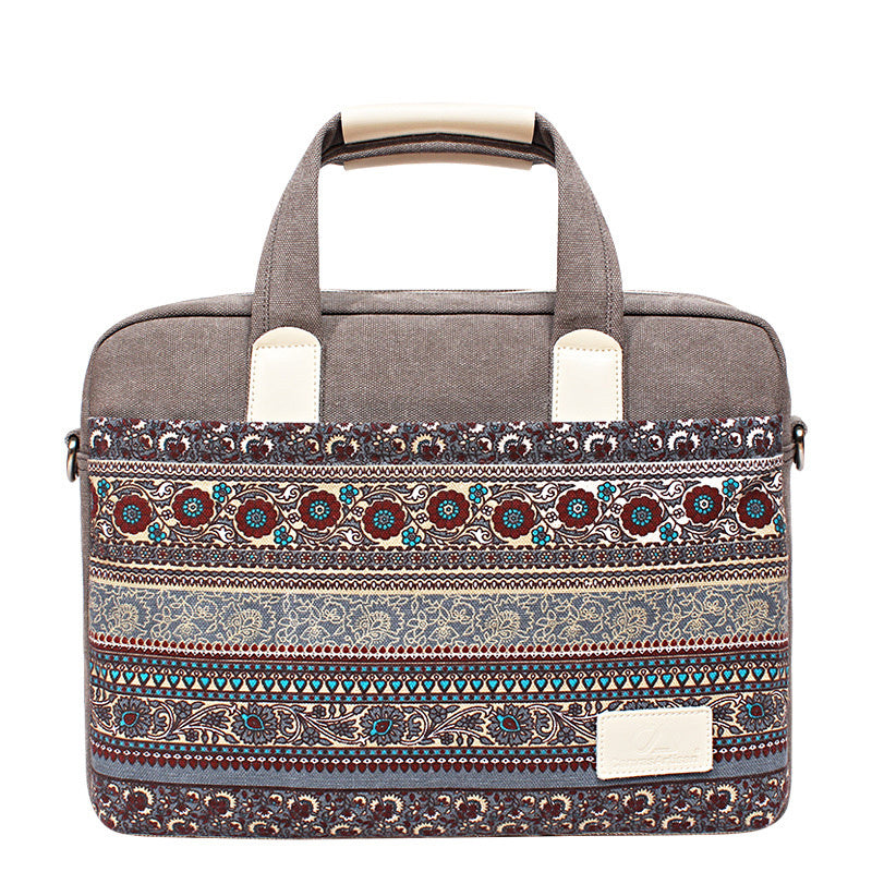 Ethnic Style Canvas Craft Anti-fall And Durable Laptop Bag greenroot living