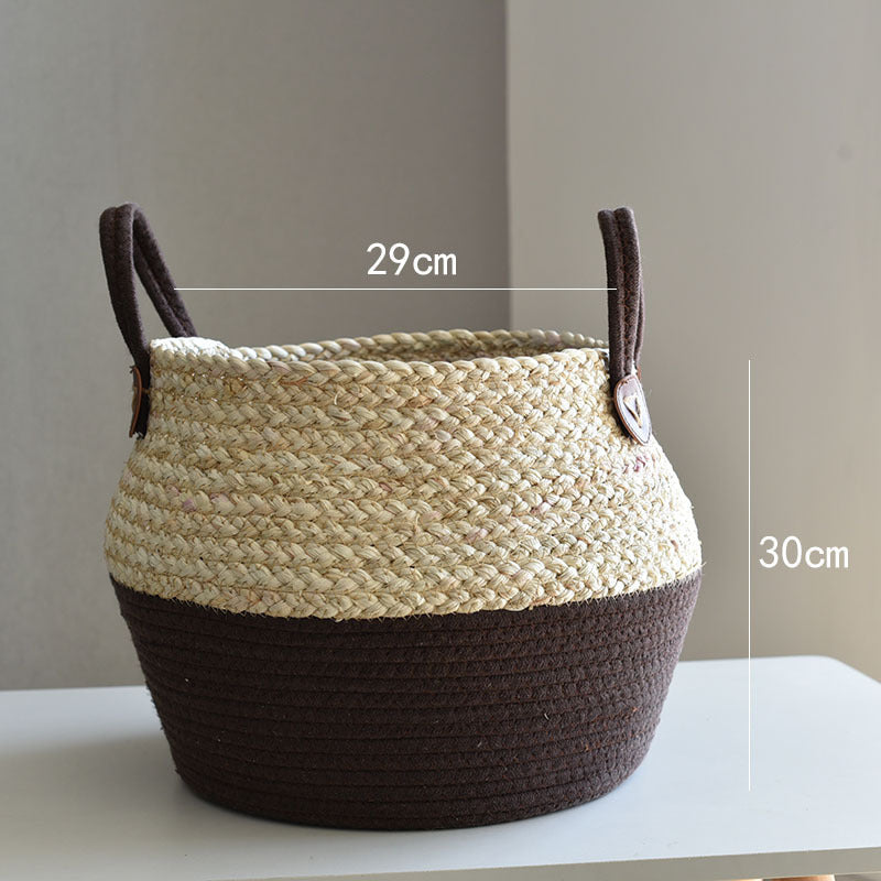 Crafts Seaweed Decoration Straw Bag Flower Pot Container Home Furnishing greenroot living