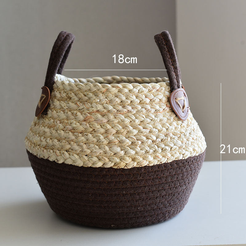 Crafts Seaweed Decoration Straw Bag Flower Pot Container Home Furnishing greenroot living