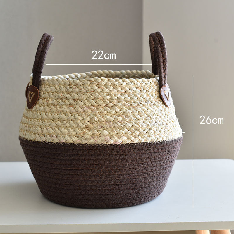 Crafts Seaweed Decoration Straw Bag Flower Pot Container Home Furnishing greenroot living