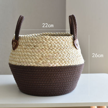 Crafts Seaweed Decoration Straw Bag Flower Pot Container Home Furnishing greenroot living