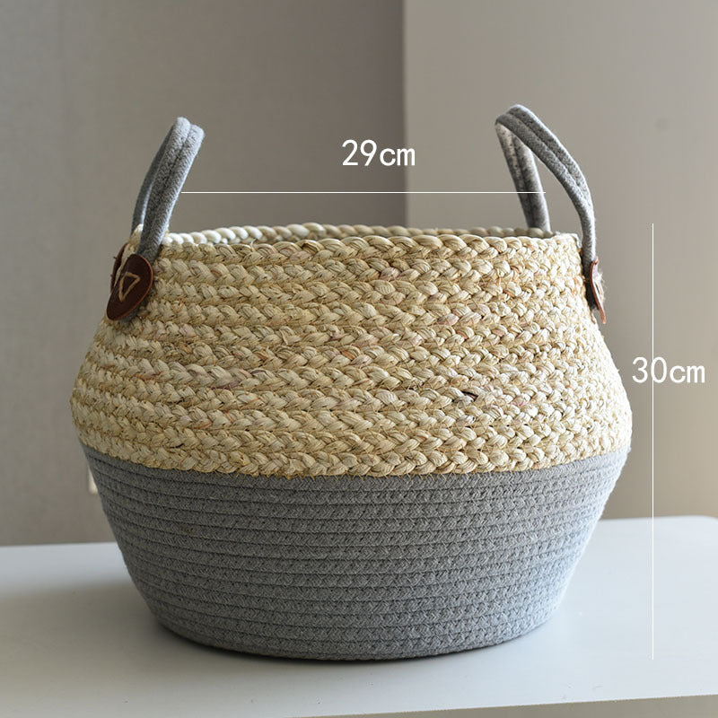 Crafts Seaweed Decoration Straw Bag Flower Pot Container Home Furnishing greenroot living