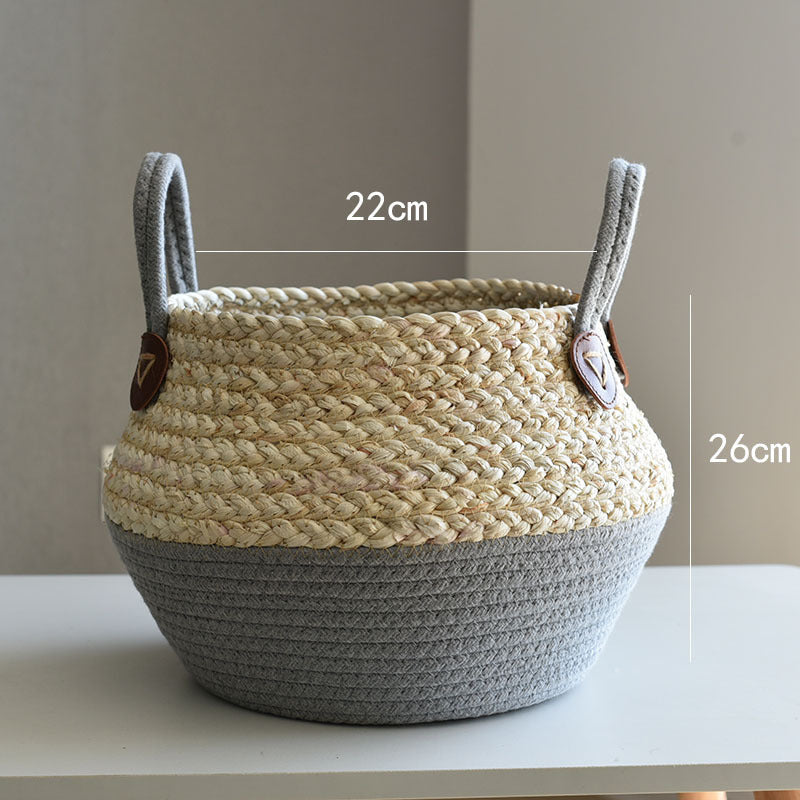 Crafts Seaweed Decoration Straw Bag Flower Pot Container Home Furnishing greenroot living