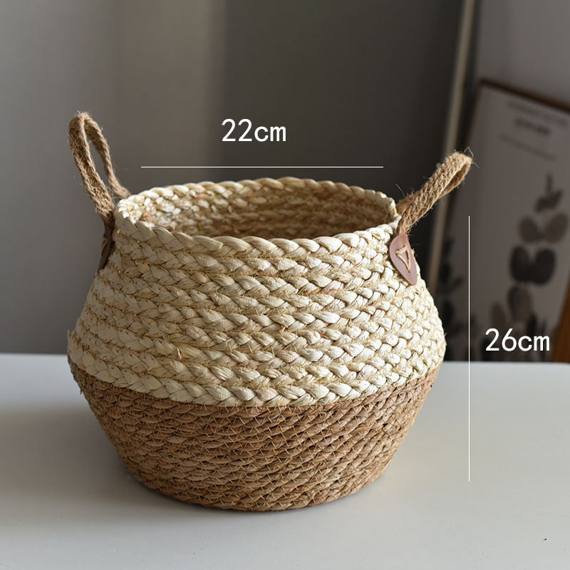 Crafts Seaweed Decoration Straw Bag Flower Pot Container Home Furnishing greenroot living