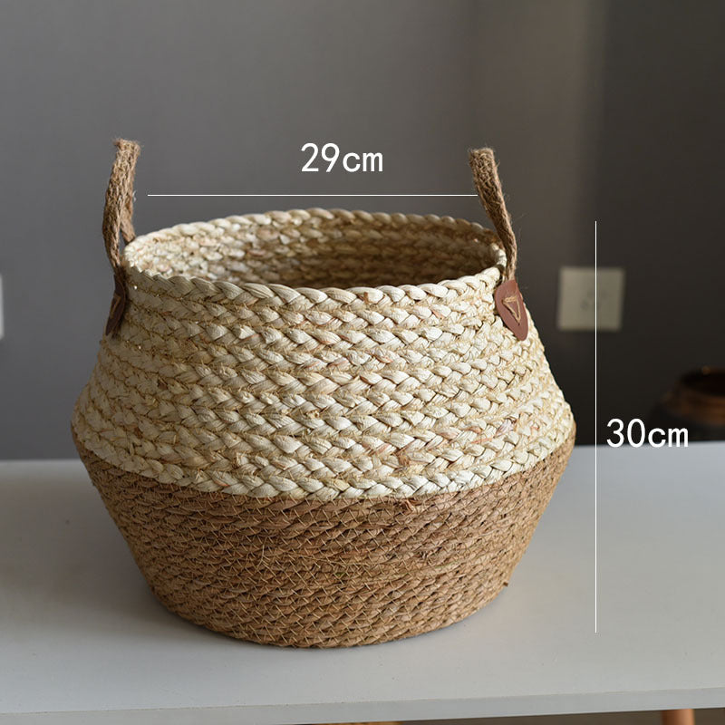 Crafts Seaweed Decoration Straw Bag Flower Pot Container Home Furnishing greenroot living