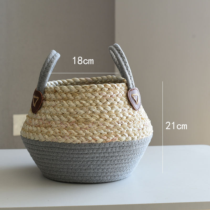 Crafts Seaweed Decoration Straw Bag Flower Pot Container Home Furnishing greenroot living