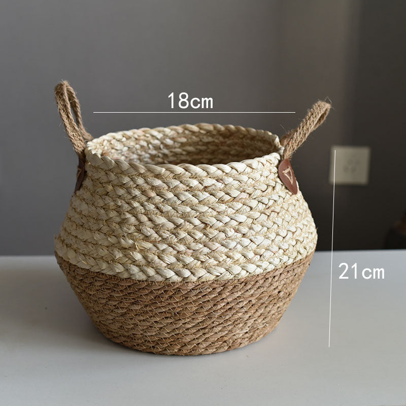 Crafts Seaweed Decoration Straw Bag Flower Pot Container Home Furnishing greenroot living
