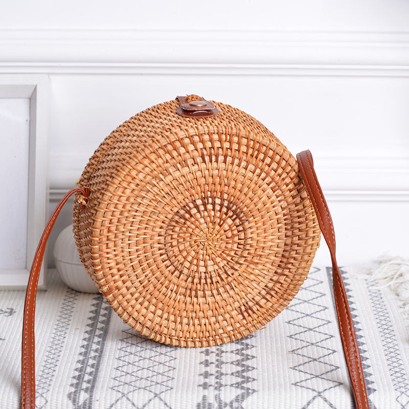 Fast Selling And Hot Selling Rattan Woven Forest Basket Basket Retro Literature And Art Hand Woven Bag Ceramic Hollow Bag greenroot living