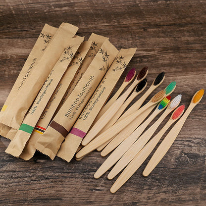 10Pcs Colorful Toothbrush Natural Bamboo Tooth Brush Set Soft Bristle Charcoal Teeth Eco Bamboo Toothbrushes Dental Oral Care greenroot living