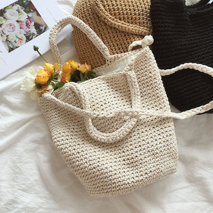 Wool Bucket Bag Cotton Woven Bag Shoulder Bag greenroot living