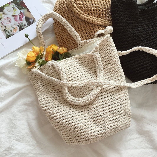 Wool Bucket Bag Cotton Woven Bag Shoulder Bag greenroot living